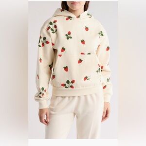 Strawberry Print Cotton Hoodie